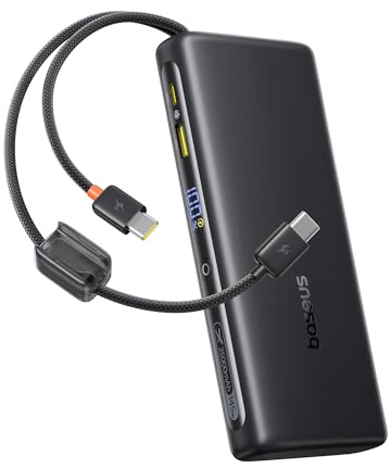 Baseus FC41 Batterie Externe 145 W 25000 mAh pour Ordinateur Portable, Charge Rapide avec 2 câbles USB-C intégrés, Batteries externes pour MacBook Pro, iPhone 17/16/15, Dell, HP, SteamDeck, Samsung
