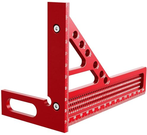 Vauki 3D - Squadra da falegname, in alluminio preciso, per la lavorazione del legno, Squadra da carpentiere multi-angolo 22,5-90°, strumento di misurazione versatile per amanti del fai da te e