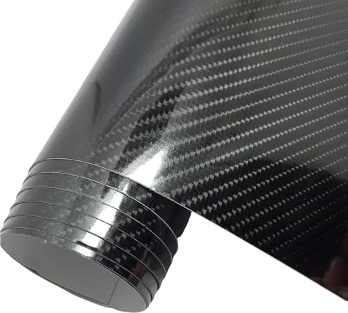 Arespark 6D Carbon Fiber Vinyl Wrap, 6D Carbon Fiber Vinyl Self Adhesive Film, DIY for The Appearance and The Interior of Motorcycles, Computers, Cars (Black 300 * 30cm)