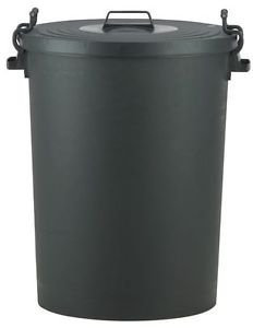 110L - Large Black Plastic Dustbin Bin Clip On Lid