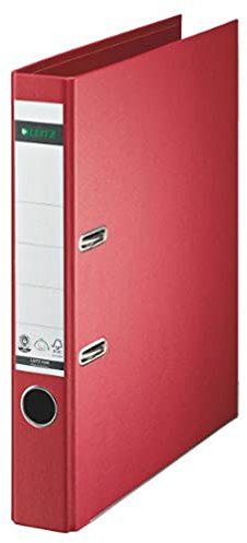 Leitz Qualitäts-Ordner 180°, A4, schmal, 5,2 cm Rückenbreite, Spezialpapierkaschierung in Leinenprägung, Blauer Engel, Rot, 10080025