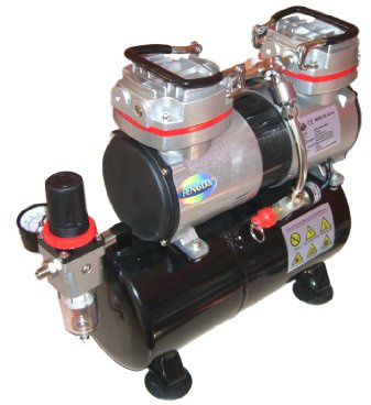 2-cilinder Airbrush Compressor with air Tank Fengda® AS-196