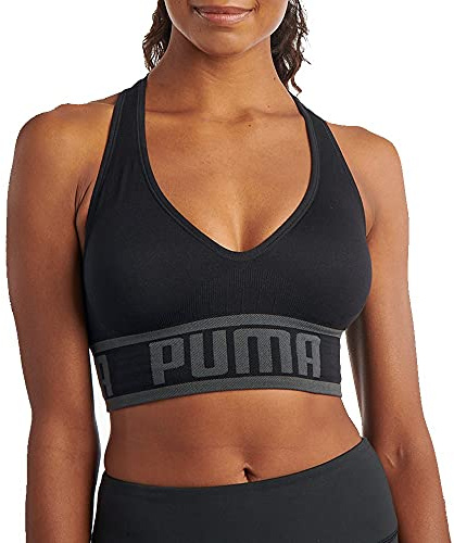 Puma Seamless Sports Bra Sujetador Deportivo, Opaco, Negro Black, Large Mujeres