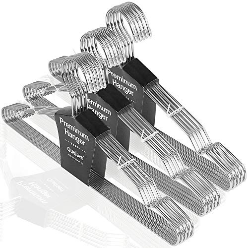 Qualsen Klädhängare, 30-pack hängare för kläder, klädhängare vuxna platsbesparande, 42 cm roséguld metall slitstarka hängare för blus klänning skjorta jacka byxor