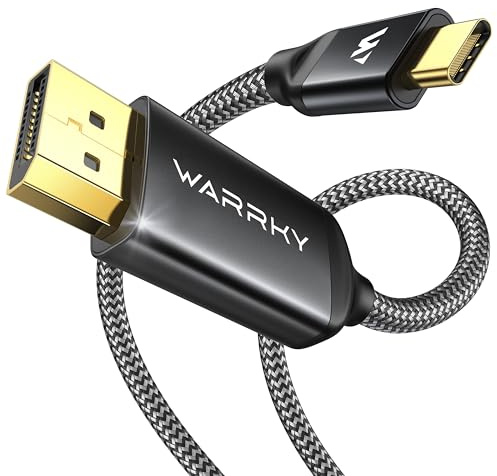 Warrky USB C to DisplayPort Cable 8K 60Hz [Gold-Plated Plug, Metal Case] 4K 240Hz, 2K 360Hz Type-C to Display Port 1.4 Cord, Thunderbolt 5/4/3 Compatible with MacBook Pro/Air, iPhone 17, iPad, Galaxy