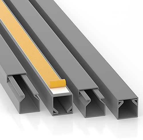 CILSON 10m Kabelkanäle 1,2 x 1,2 x 100 cm / 10 x 1m Selbstklebender Kabelkanal Grau mit Schaumklebeband fertig für die Montage Kabelabdeckung