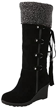 Bottes d'hiver Femme, Escarpins Compensées Femme Botte Neige Chaud Chaussure Bottes d'extérieur Vintage Bottines Mustang Pas Cher a la Mode