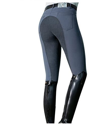 Damen Reitleggings mit Silikonvollbesatz und Handytasche - Damen Reithose Vollbesatz Vollbesatzreithose Leggings Winter Reiterhose mit Kniebesatz Reitleggings für Reitschule Reitsport Laufen Yoga