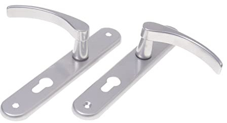 Aqbau® Set de Poignées de Porte Avec Plaque Longue Argentée | Ferrure de Porte (PZ)
