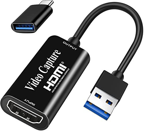 Tarjeta de Captura de Juegos Fulfalic 4K HDMI a USB, Tarjeta de Captura Full HD 1080p, Captura de Videojuegos HDMI para editar Video/Juegos/transmisión/enseñanza en línea (Negro)