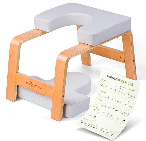 BODY RHYTHM Yoga Headstand Bench, Yoga Inversion Chair, Headstand Trainer for Relieve Stress, Improve Sleep & Digestion and Strength Training, Ideal for Home Workout, Fitness and Gym (Classic White)