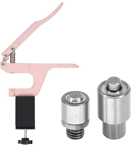 Trimming Shop Juego de troqueles de fijación de ojales de 8 mm con alicates de mesa ZYT rosa, herramienta de instalación de ojales para proyectos de bricolaje, manualidades de cuero, ropa, decoración