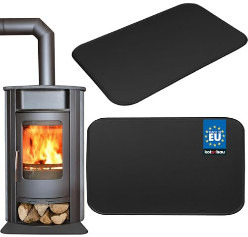 KOTARBAU® Placa de suelo para chimenea, 48 x 80 cm, de acero con recubrimiento en polvo, color negro, placa de protección contra chispas