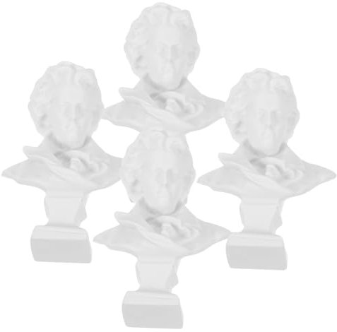 MUCKLILY 4 Stück Mozart-Ornamente Komponisten-büstenskulptur Römische Büstenskulpturen Berühmte Skulptur Griechische Büstenstatue Römische Büstenstatue Statuette Weiß 7c Gips Beethoven Harz