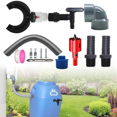 Regenwassersammler Fallrohr Regensammler mit IBC Auslaufhahn IBC Tank Zubehör, 70-110mm Speedy Regentonnen Anschluss Fallrohr, Wasserdieb Regendieb Regentonnen Verbinder Mit Montagezubehör (50cm)