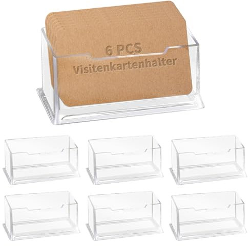 Alethron Visitenkartenhalter, 6 Stück Visitenkartenständer Acryl Business Card Holder Visitenkarten Halter Aufsteller Visitenkarte Tischständer Wand für Büro Zuhause Sammlung Veranstalter