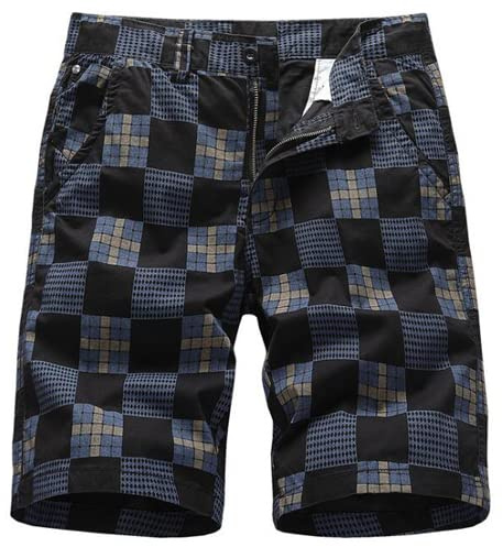 Alloaone Herr shorts Bermuda Masculina herr rak pläd dragkedja byxor ridbyxor Tactica shorts, 2829 svart, 38W