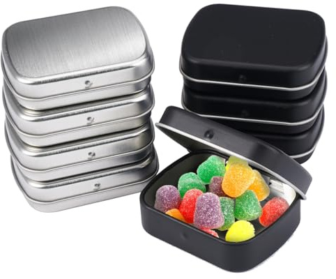 8 Pezzi Scatole di Metallo con Coperchio, 60 X 48 X 15mm Piccola Scatola di Metallo, Rettangolare Contenitore Tin Metallo, Scatoline di Latta Piccole, Mini Box Storage per Casa Dolci, Piccoli Oggetti