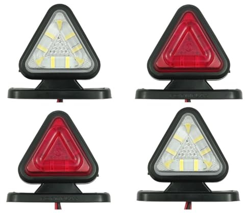 Formplas 4 x 18 LED Begrenzungsleuchten Positionsleuchten Seitenmarkierungsleuchten Umrissleuchte Leuchten Dreieckig Rot/Weiß Anhänger LKW Wohnwagen 12/24v