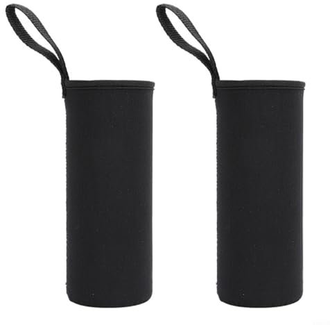 WIIYENA Paquete de 2 fundas aislantes térmicas para botella de agua, funda elástica de neopreno para botella de agua para senderismo, camping, deportes, viajes (1500 ml, negro)