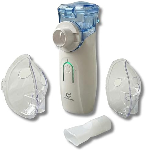 GALLUDIWILS Aerosol Portatile Silenzioso Tecnologia Mesh per Bambini e Adulti, Nebulizzatore USB Ricaricabile per Tosse e Raffreddore, Inalatore da Viaggio Certificato CE con Mascherine e Boccaglio