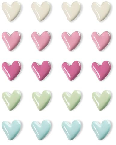 20 Pezzi Calamite Frigorifero a Forma di Cuore Colorate, Magneti Frigo Decorativi in Ceramica 3D per Lavagna Magnetica, Cucina, Armadietti, Ufficio, Calamite da Frigo per Regalo o Decorazione Casa