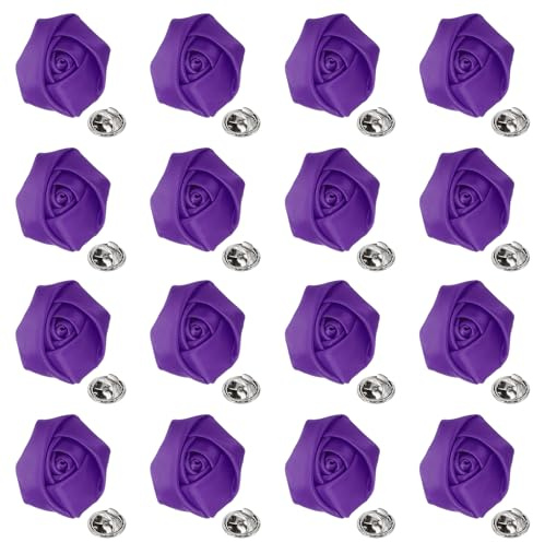 QUARKZMAN Flores de Solapa para Trajes de Hombre, Alfiler de Solapa de 2 Pulgadas para Hombres, Rosa de Satén Artificial Broche de Flores de Tela para Bodas