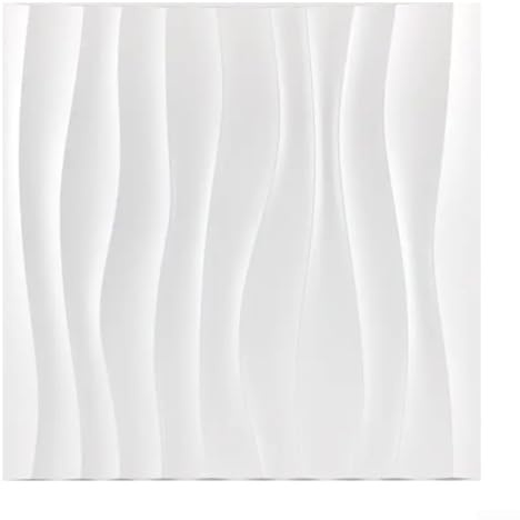 Pannello adesivo da parete 3D per camera da letto, bagno, soffitto, impermeabile, materiale in PVC, decorazione per la casa, design strutturato per soggiorno, ufficio, WC, 30,5 x 30,5 cm (bianco)
