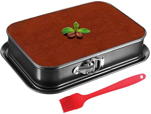 GAESHOW Stampo Apribile Rettangolare 33x23 cm, Tortiera Apribile, Teglia da Forno Rettangolare con Cerniera, Tortiera rettangolare Apribile, Fondo Salvagoccia, Acciaio al Carbonio, Nero