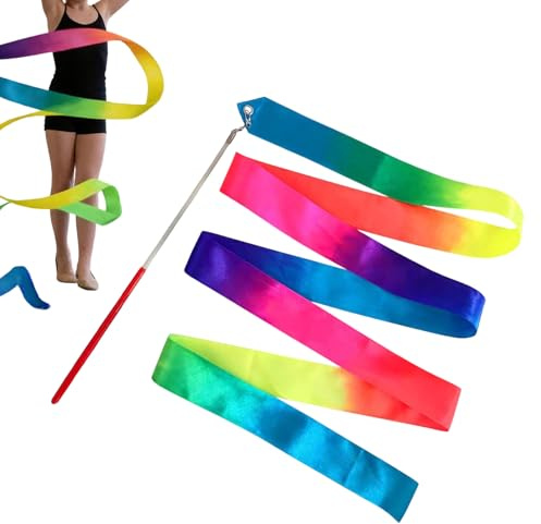 Bande de gymnastique pour gymnastique rythmique | Accessoire d'exercice de danse dans des couleurs dégradées – Streamer de bande de ballet – pour camp de vacances, salle de jeux, école à domicile