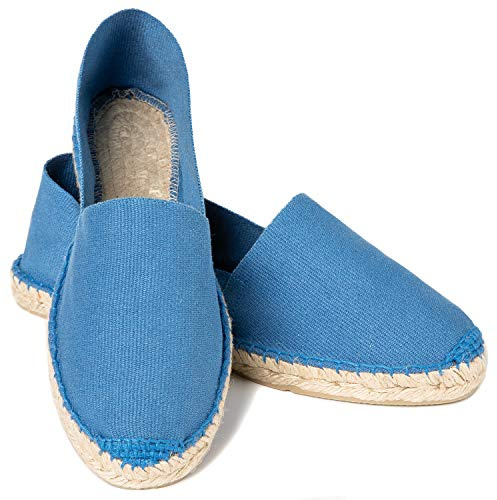 ESPADELLE Espadrilles Slip-on Classiques pour Femme en Coton avec Sac en Tissu, Blueberry, 36 | Handmade in Spain