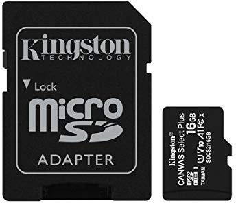 Kingston Canvas Select Plus microSD Card SDCS2/16 GB-3P1A Class 10 (3 x cards, SD Adapter Included)