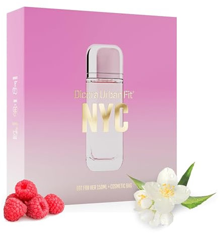 Dicora Urban Fit | SET Eau de Toilette NYC FOR HER+NECESER | Set Perfume de Mujer Fresco y Dinámico | Notas de Jazmín y Almizcle | Fragancia Duradera | 150 ml