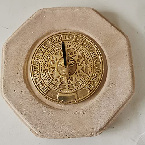 Small Octagonal Concrete Base And Sunny Hours Sundial - Cream