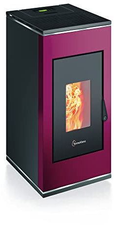 Stufa a pellet BIO SOFIA 9.0-9kW - ermetica - A+ - carico pellet 22 kg (Rosso cromo)…