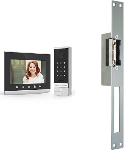 Avidsen Visiophone Filaire avec ecran en Verre 7 connecté a Votre Smartphone avec Clavier à Code intégré - Extel Code Connect & EXTEL 90301.4 Ouvre-Porte électrique avec Fonction mémoire Long, Gris