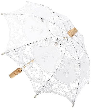 WATIIFUFU 1stück Hochzeits-romantische Spitzen-regenschirm Mit Holzgriff Vintage Fotografie Requisite Für Braut Und Besondere Anlässe Leicht Tragbar