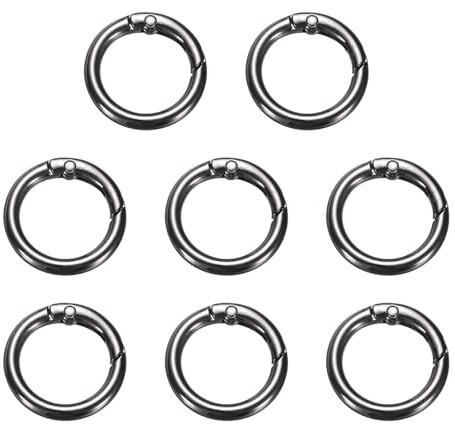 sourcing map 8 clip a molla, anello portachiavi a molla, in metallo, 27 mm, rotondo, accessori per borse, tracolle, cordini in pelle, artigianato fai da te, canna di fucile