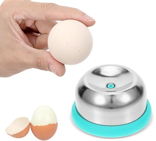 Cortador de huevos de acero inoxidable 304, cortador de huevos con lápiz retráctil, separador de agujeros para pelar rápidamente y antipinchazos, color azul