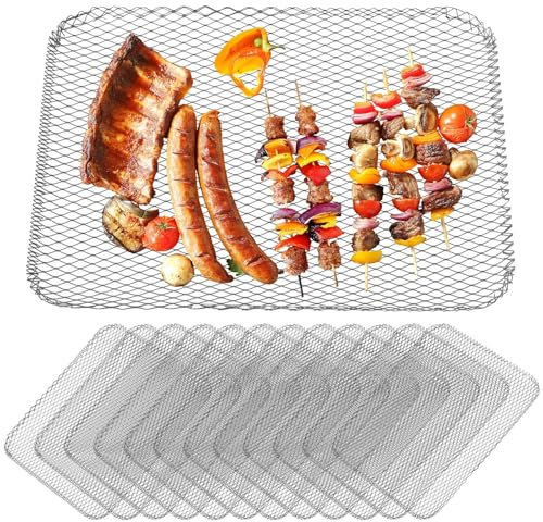 20 Disposable Grill Mesh Mats, Non-Stick Bbq Liners, Aluminum Broiler Pans For Outdoor Grilling, Picnics, And Camping
