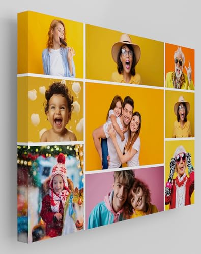Star Online Personalised Canvas Photo Prints Custom Gallery Framed Family & Pet Birthday Gifts For Men & Home Décor For Living Room (9 Collage)