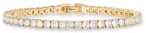 Caroti tennis-armband för kvinnor, 18 karat guldpläterat armband, 4 mm zirkon, guldsmycken för kvinnor och män, födelsedagspresenter, 7.5 Inches, Rostfritt stål, Cubic Zirconia