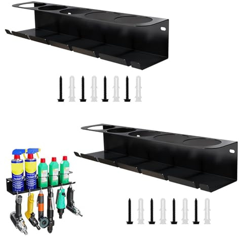 Yilceemy Set med 2 sprutflaskhållare, väggmonterad hållare för sprutflaskor, sprutflaskhållare för förråd, 5 hål och 6 sprickor, lämpliga för garage och butiker