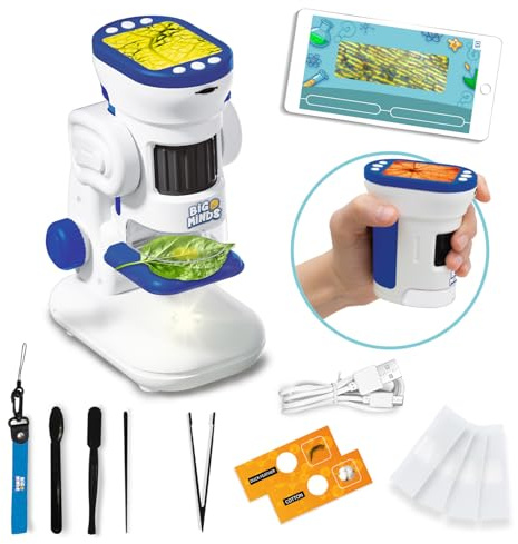 Big Minds - Microscopio para Niños 30 Experimentos | Microscopio Digital Portatil | Kit Explorador Niños 3 Formas De Juego | Regalo Niña 8 Años | Regalo Niño 8 Años