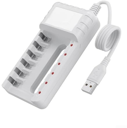 Zilimontt Cargador de batería recargable con 8 ranuras USB de carga rápida para baterías AA AAA con protección contra cortocircuitos y diseño de disipación de calor (6 ranuras)