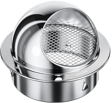 Ventilationsventil I Rostfritt Stål 304 For Yttervägg Med Nät, Avgasrör For Utomhusbruk, For Köksfläktar.(180mm)