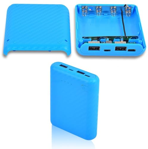 Caja de batería 18650 de 4 ranuras, funda de banco de energía DIY con entrada tipo C y micro USB, carcasa de carga de doble salida USB para baterías de cabeza plana