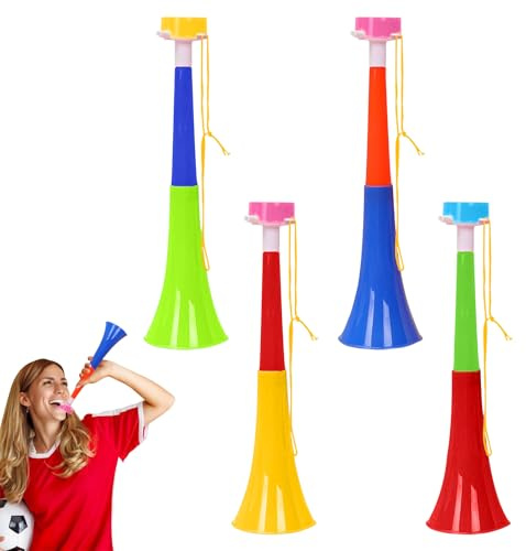 Kinesgsg 4 Pièces Trompette Vuvuzela en Plastique, Détachable Corne de Supporter, Trompette pour Fan de Football, Trompettes Supporter, pour Événements Sportifs, Remise de Diplôme, Fête