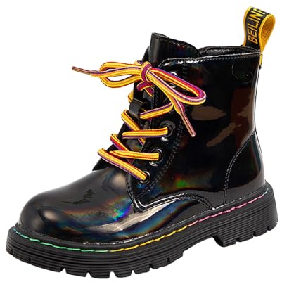 Genérico Botas y Botines para Niña Botas para Niños Coloridas y Tendencias, Botas Cortas, Bota Multiusos Estilo Western de Cuero Zapatos de Equitación Tendencia Occidental