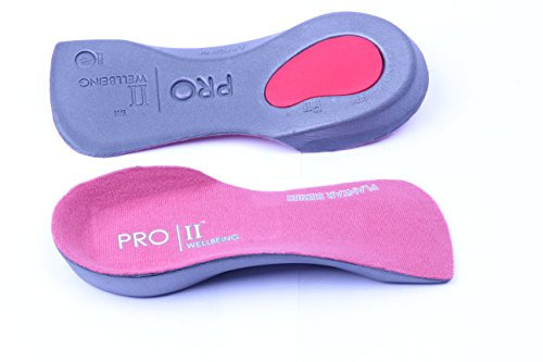 Slim Fit Orthotic Arch Support Insoles, 3/4 Length, Plantar Fascitis & Knee Pain Relief (Pink, 9/10.5 UK)